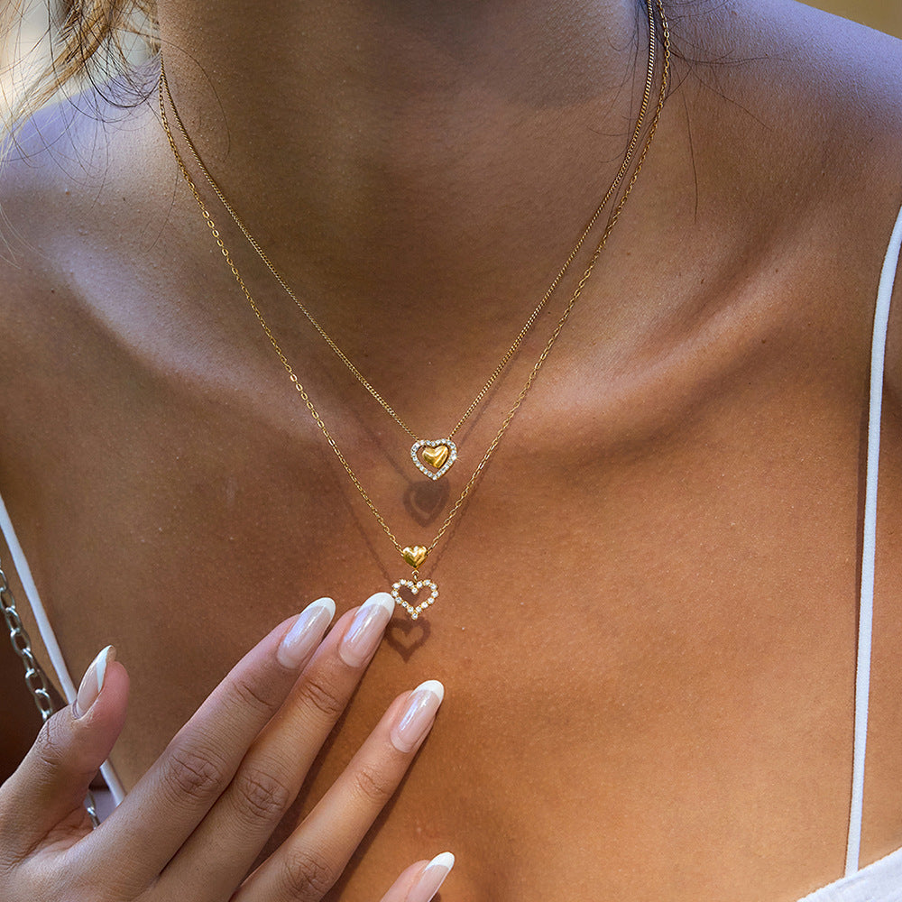 Trendy Hollow Heart Stainless Steel Necklace