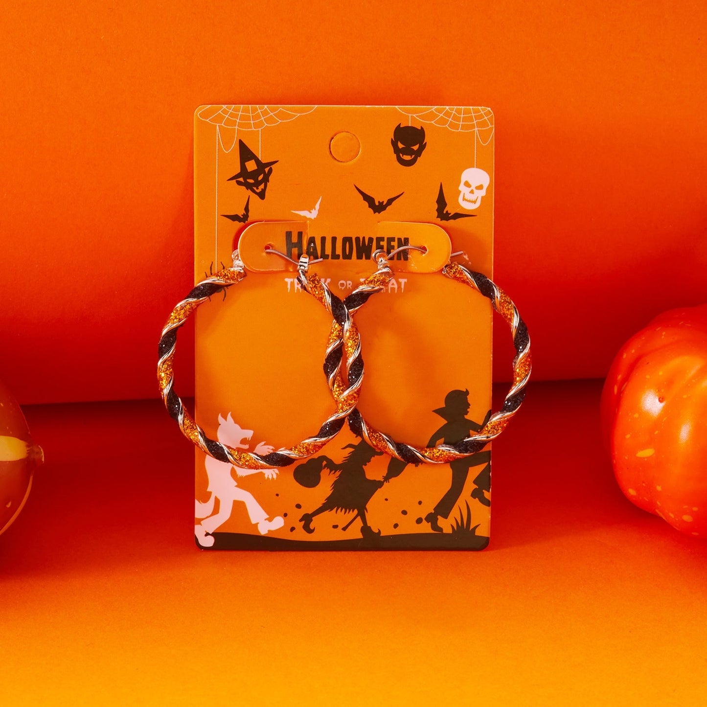 Halloween Twist Color Block Hoop Earrings