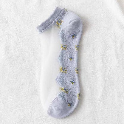 Flower Mesh Transparent Thin Short Socks