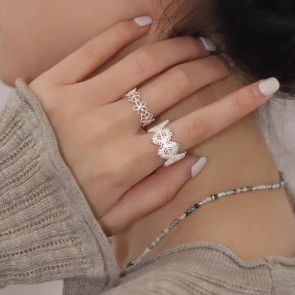 Vintage Lace Hollow Out Silver Rings