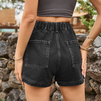 Cargo Mid Waist Denim Shorts