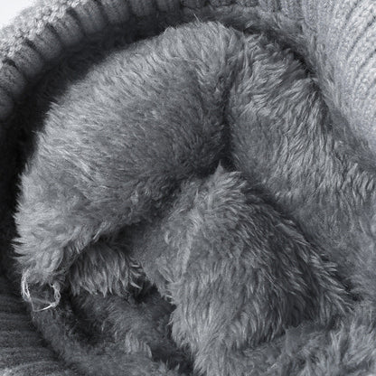 Splicing Twist Padded Knit Pom Beanie