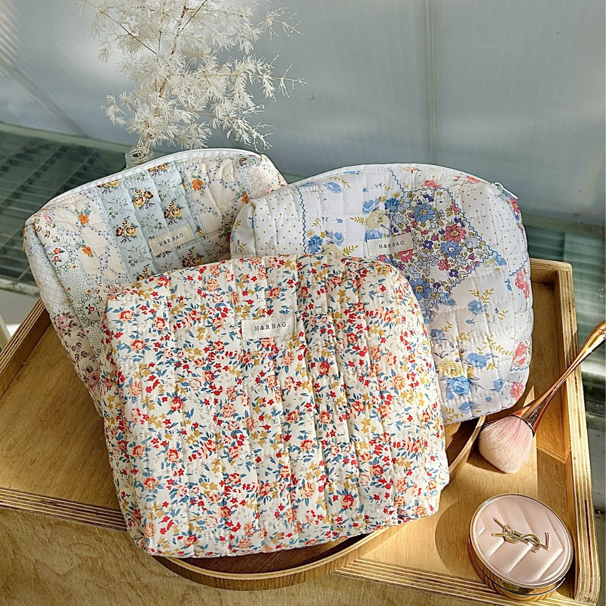 Floral Print Simple Sweet Coametic Bag