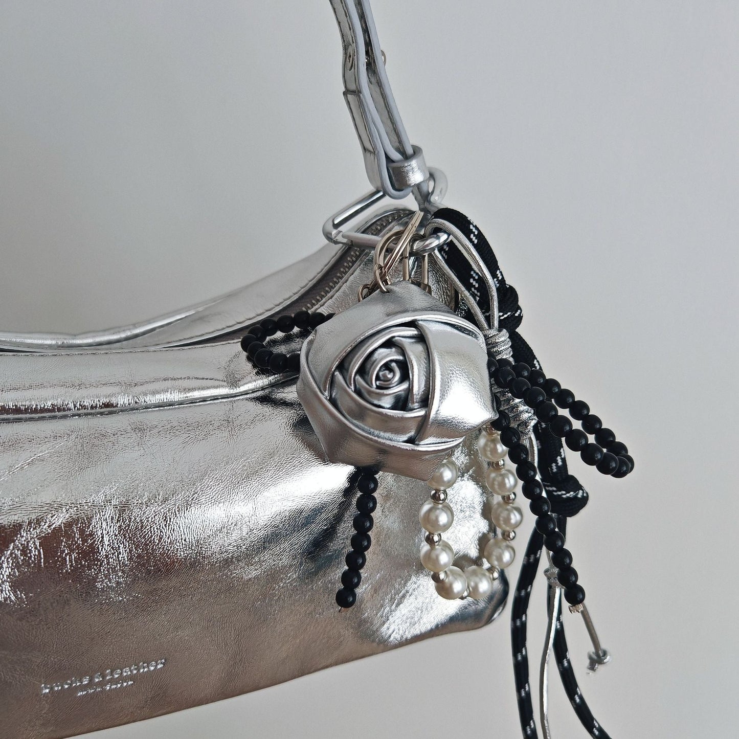 Leather Rose Beads Keychain Bag Charms