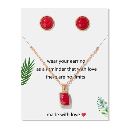 Vintage Stone Pendant Earring Necklaces Set