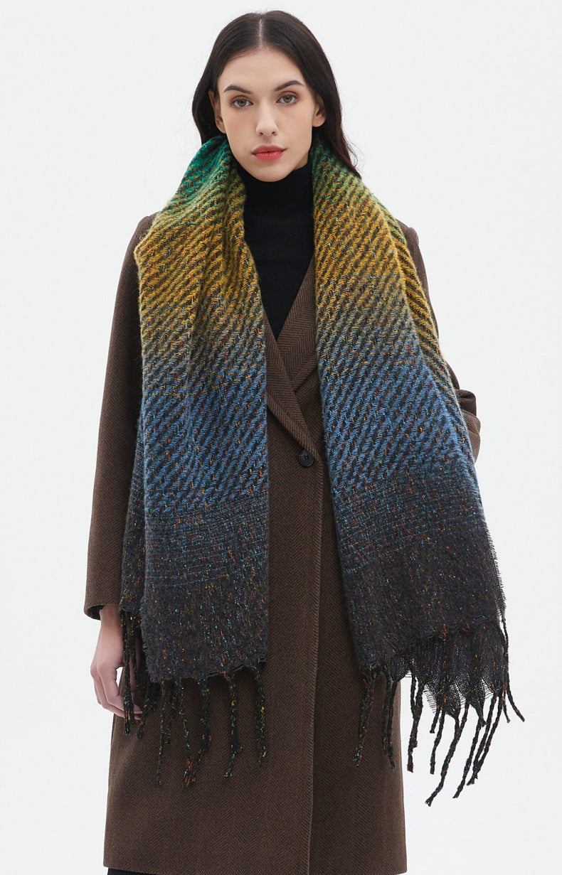 Gradient Color Tassel Soft Scarves