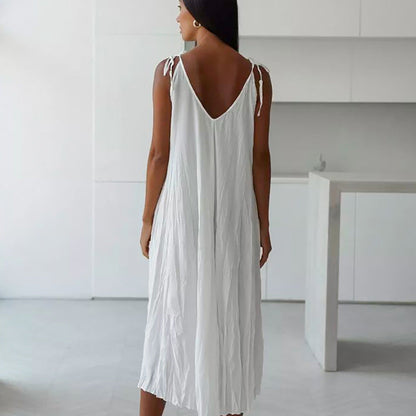V-Neck Casual String Shoulder Sleepwear Dress