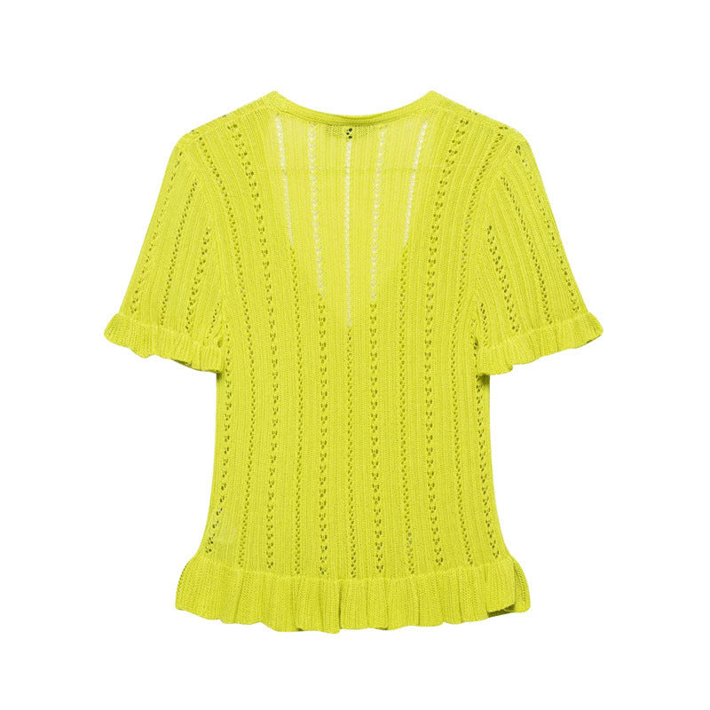 Trendy Hollow Out Jacquard Knit Top