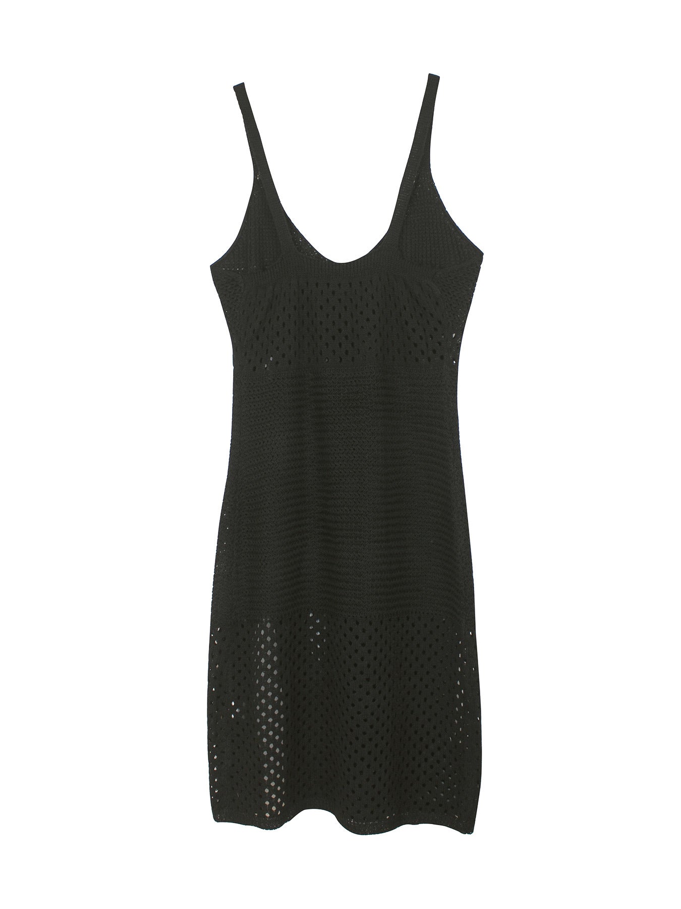 Solid Color Hollow Out Knitted Midi Dress