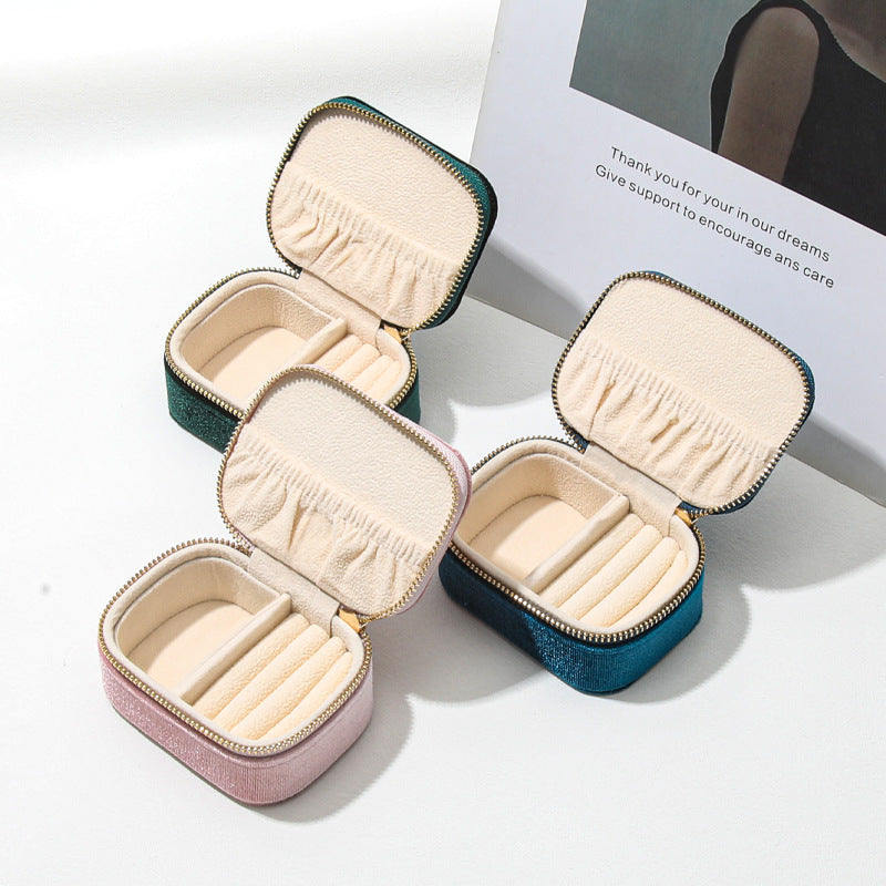 Solid Color Plush Portable Jewelry Set