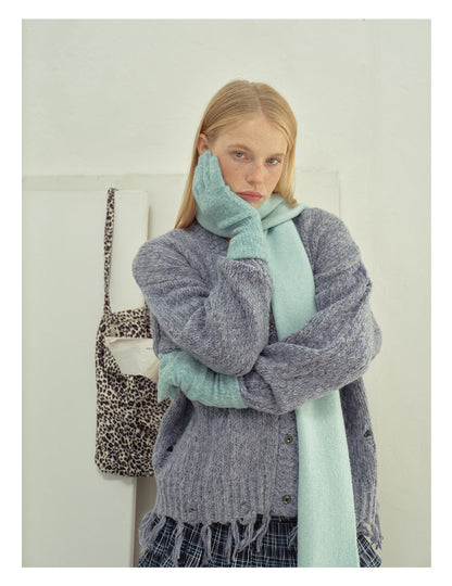 Solid Color Cute Plushed Knit Gloves