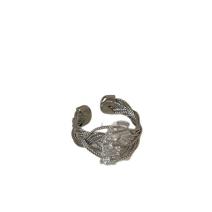 Minimalist Wrapped Wire Crystal Open Ring