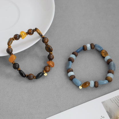 Natural Wood Round Beaded Handmade Bracelet