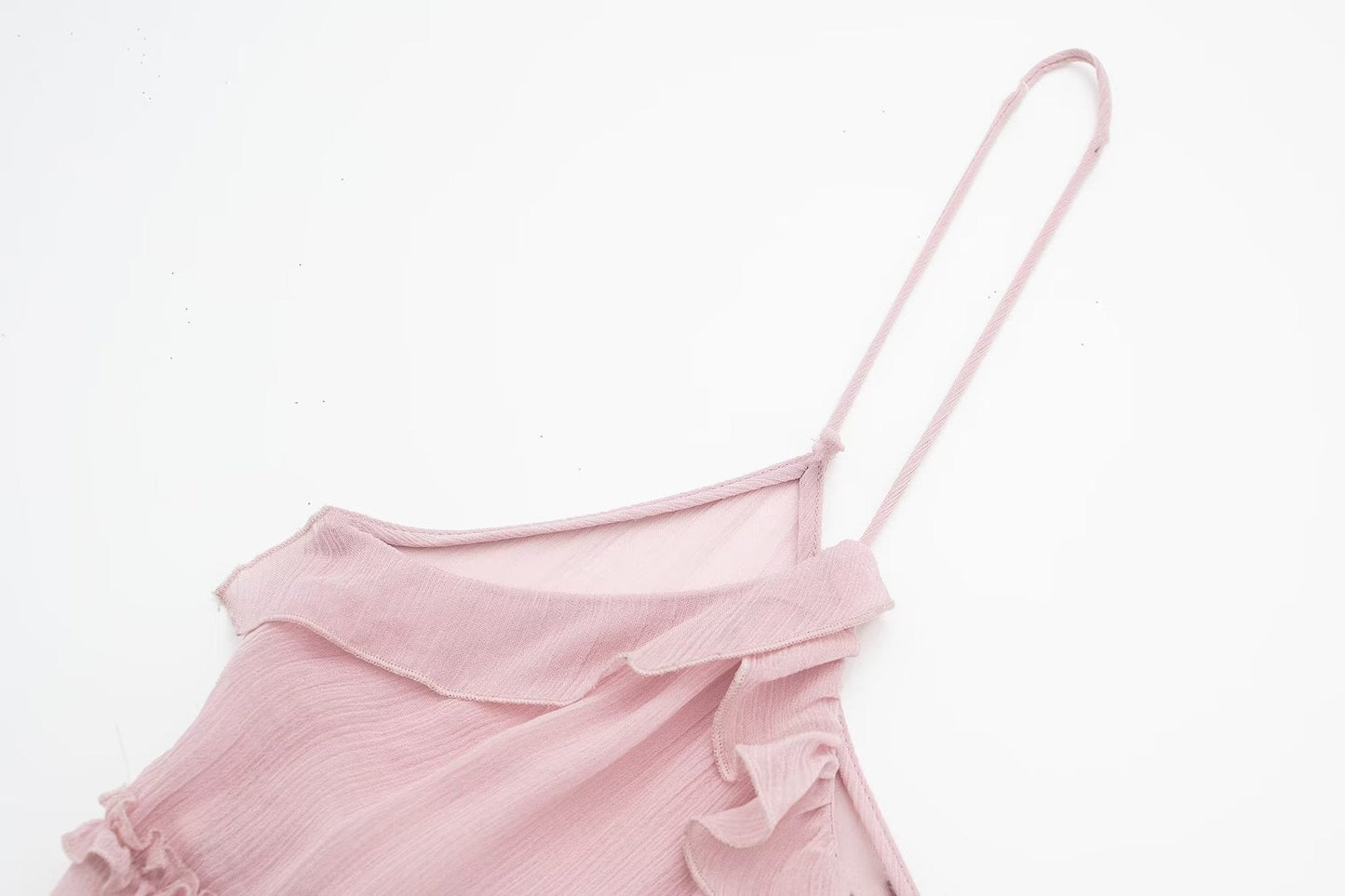 Solid Color Layered Ruffle Spaghetti Strap Top