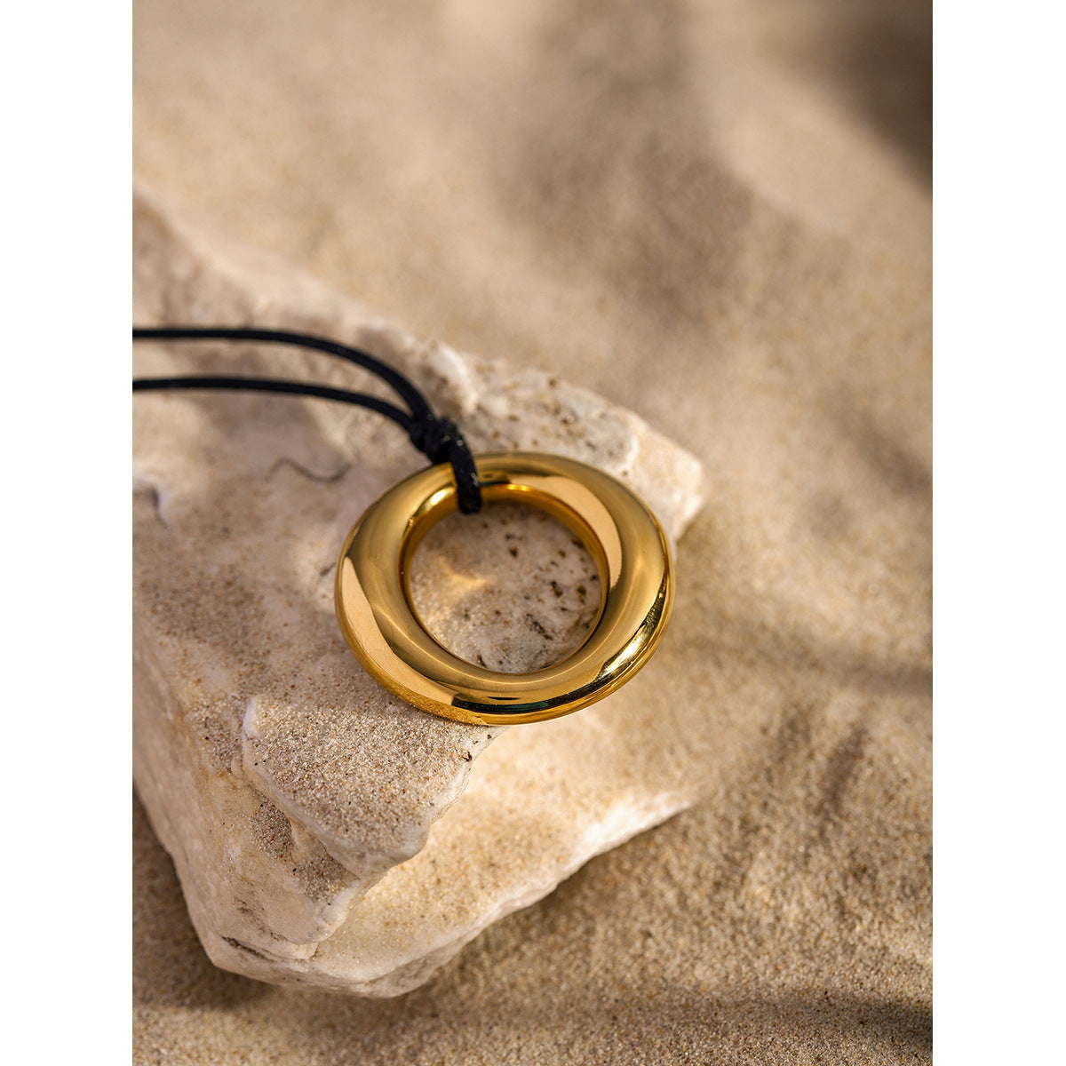 Simple Round Cutout Titanium Necklace