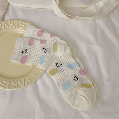Cute Cartoon Print Mesh Slouch Socks