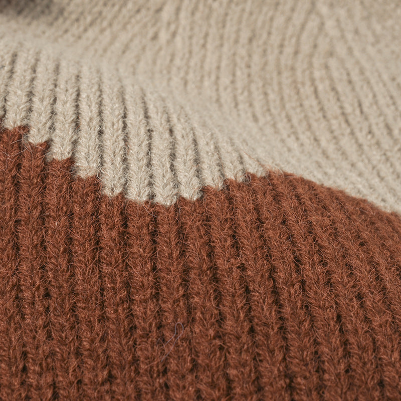 Contrast Color Simple Casual Knit Pom Beanie