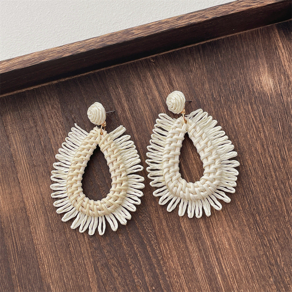 Vintage Handwoven Rattan Grass Earrings