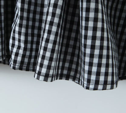 Fashion Plaid Front Button Sleeveless Mini Dresses