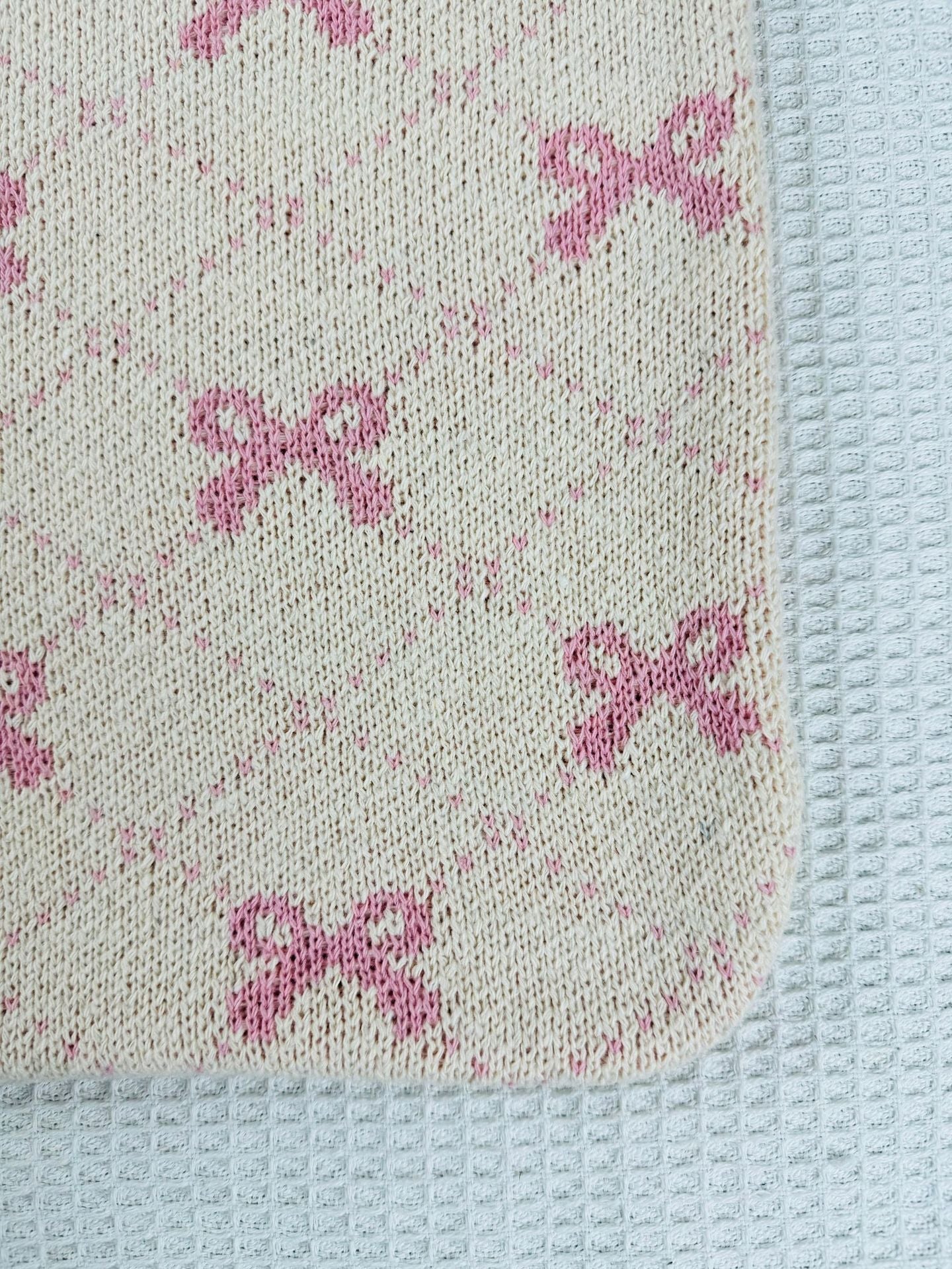 Bows Print Large Capacity Knit Shoulder Bag