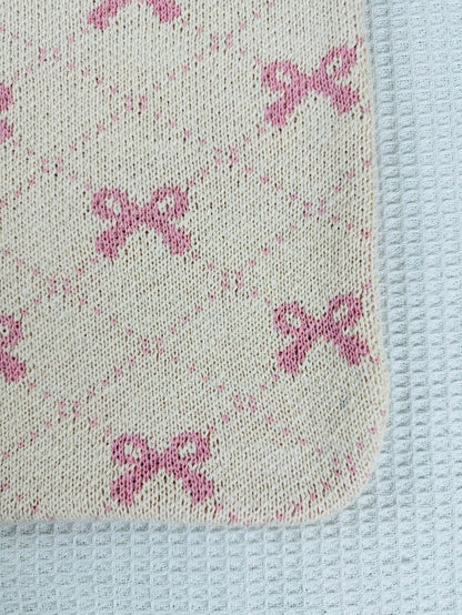 Bows Print Large Capacity Knit Shoulder Bag