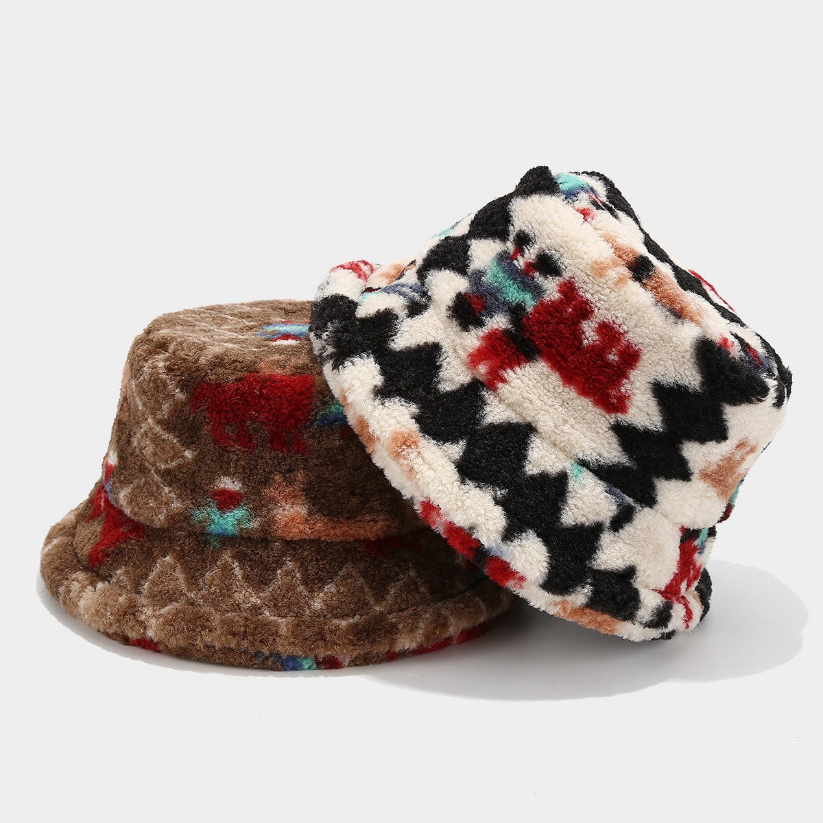 Casual Heart Pattern Soft Fuzzy Winter Bucket Hat