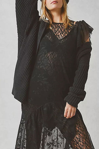 Lapel Loose Button Sweater Cardigan