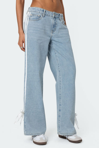 Low Collar Denim Pant Side Striped Jeans