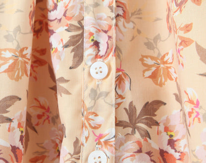 Elegant Square Neck Flower Print Maxi Dresses