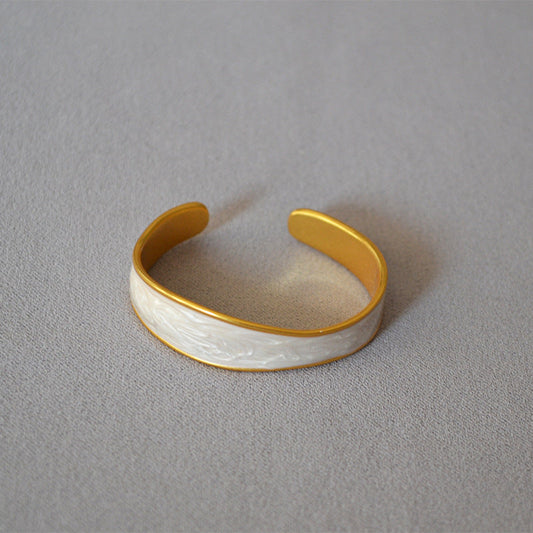 Vintage Irregular Enamel Open Bangle Bracelet