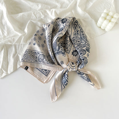 Vintage Paisley Pattern Square Satin Scarf