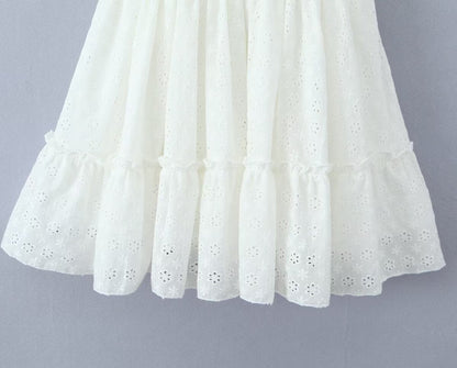 Classic Solid Color Embroidered Mini Dress