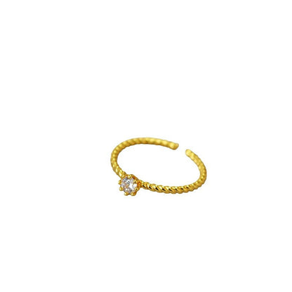 Minimalist Gold Plated Twisted Zircon Open Ring
