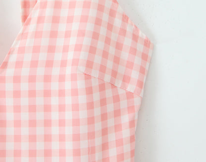 Sexy V-Neck Halter Plaid Maxi Dress