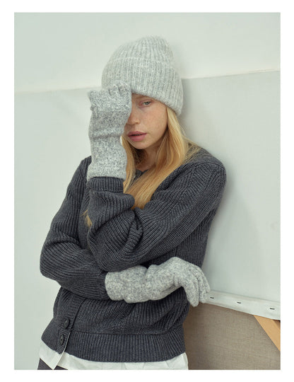 Solid Color Cute Plushed Knit Gloves