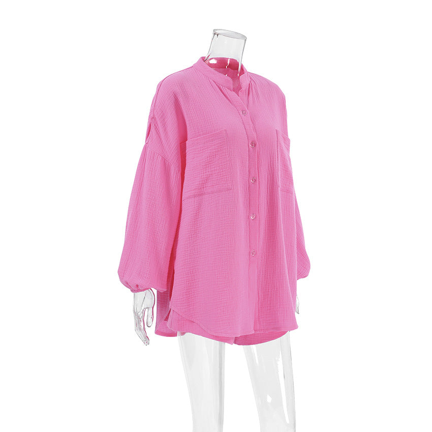 Solid Color Loose Casual Homewear Sets