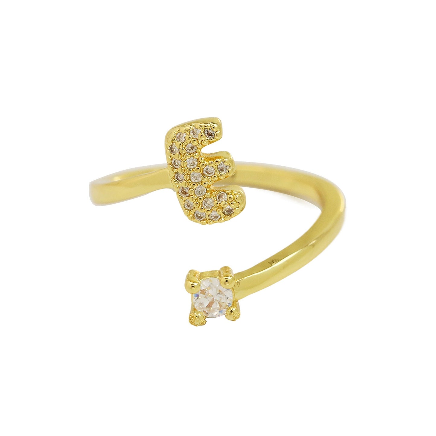 Letters A–Z Sparkling Zircon Adjustable Ring