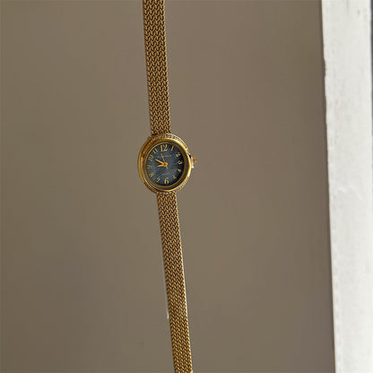 Vintage Crystal Bezel Oval Quartz Watch