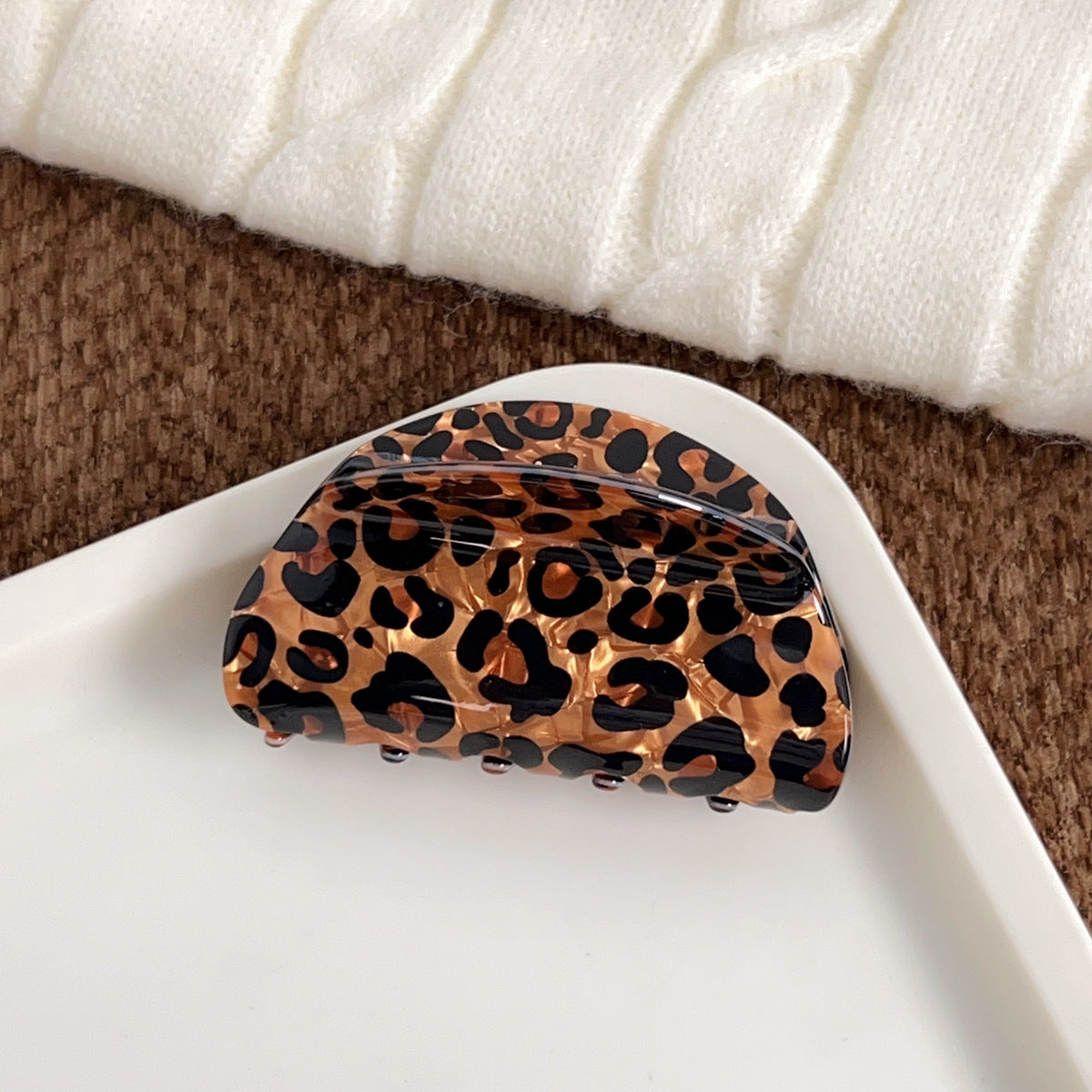 Vintage Leopard Large Square Hair Claws