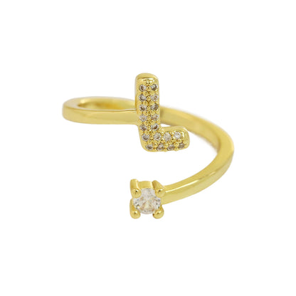 Letters A–Z Sparkling Zircon Adjustable Ring