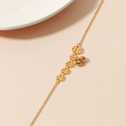 Simple Bell Hollow Out Pendant Anklet