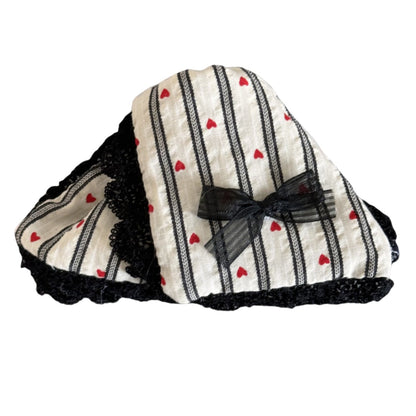 Striped Heart Print Bow Knot Hair Claw