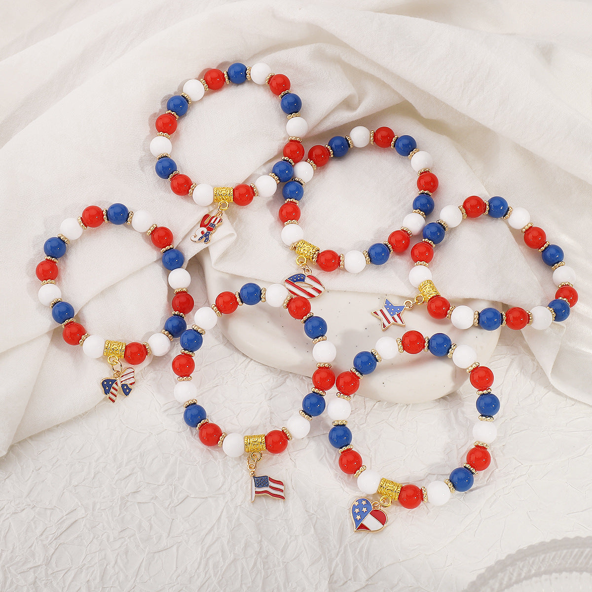 Minimalist USA Pendant Acrylic Beaded Bracelet