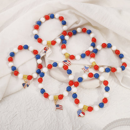 Minimalist USA Pendant Acrylic Beaded Bracelet