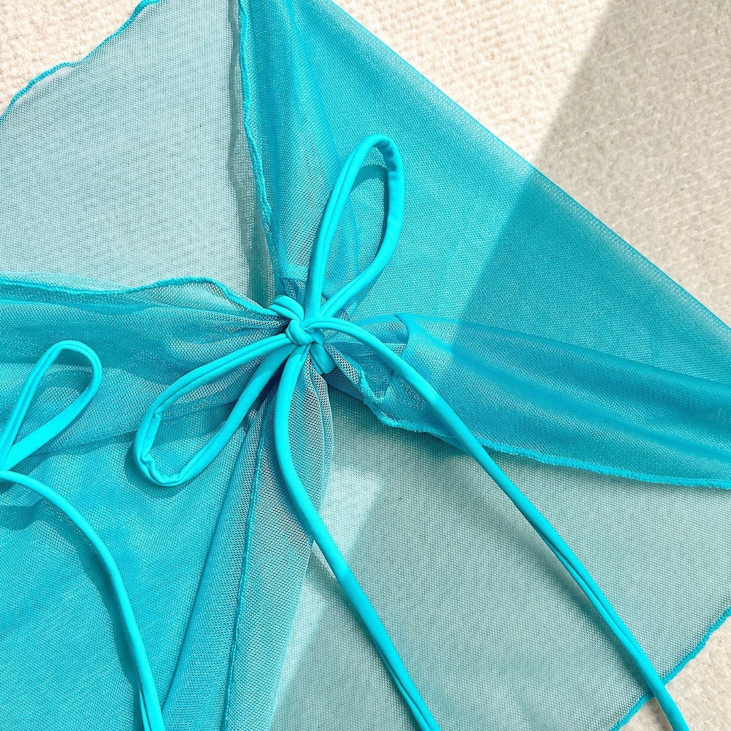 3-Piece Sexy 3D Floral Bandeau Bikini Set