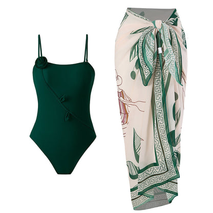 Flower One Piece Swimwear Print Cover