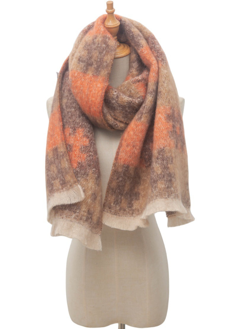 Plaid Print Contrast Color Scarves