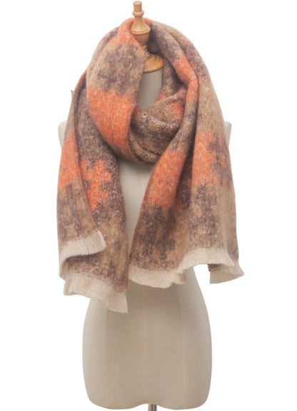 Plaid Print Contrast Color Scarves