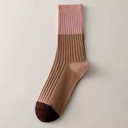 Striped Color Block Simple Ribbed Socks