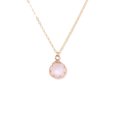 Irregiular Pink Crystal Pendant Simple Neckalces
